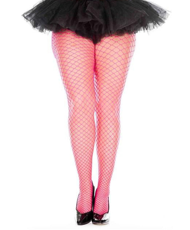 Mini Diamond Net Spandex Pantyhose - Queen Size - Hot Pink ML-9030Q-HTPNK