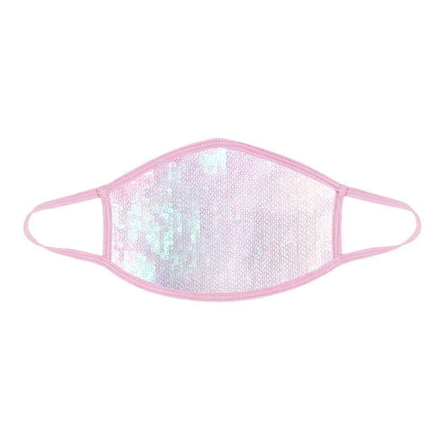 Ballet Sorbet White Sequin Dust Mask With Pastel Pink Trim NN-MSKM-BSO-PPI
