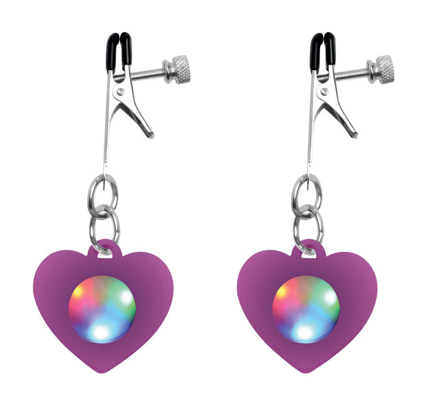 Silicone Light Up Heart Nipple Clamps CH-AG793