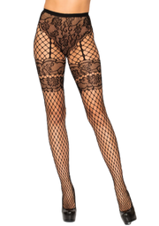 Lace French Cut Faux Garter Net Tights
